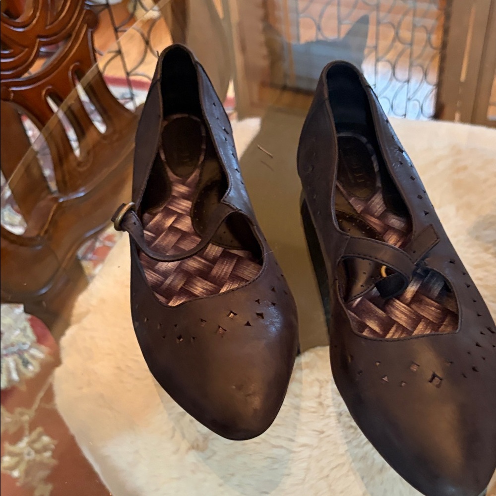 Born Brown Mary Jane Flats with Cutout Accents